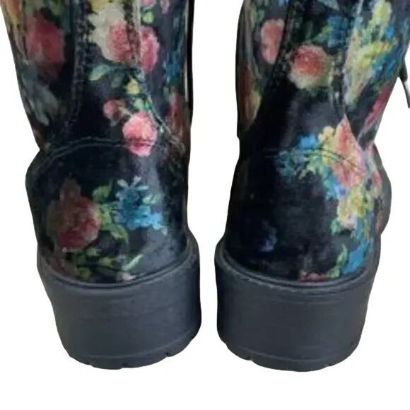 STEVE MADDEN Velvet Floral REX Combat Boots 90s Grunge Punk Alternative SZ 7.5 - Picture 5 of 8